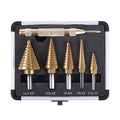 Step Drill Bits, 6PCS (50 Sizes) HSS Step Unibit Drill Bit Set with Automatic Center Punch, Double Cut Blades High-Speed Steel with Aluminum Case, Multi-Hole Stepped Up Bits for DIY Lovers