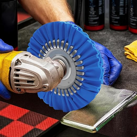 2PCS 8" Airway Buffing Wheel with 5/8" Arbor Flange-Free Hub，Blue Buffing Wheels for Angle Grinder, Heavy Cutting Metal Polishing Wheel for Aluminum Wheels Stainless Steel Metal Surface Prep
