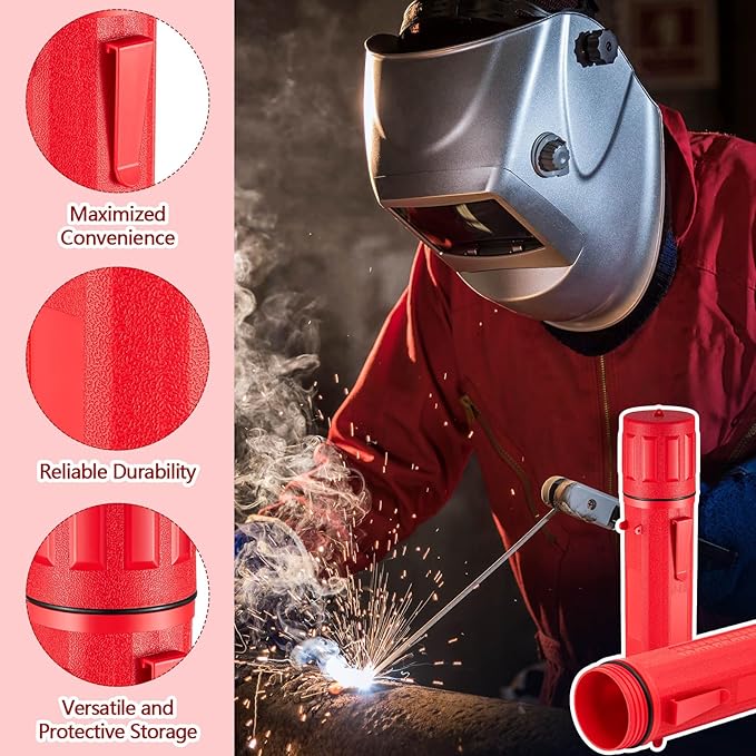 Zonon 2 Pcs Welding Rod Storage Tube 14 Inch Stick Welding Electrode Storage Tube Airproof Welding Rod Holder Waterproof Welding Rod Container for Welding Rod Canister(Red)