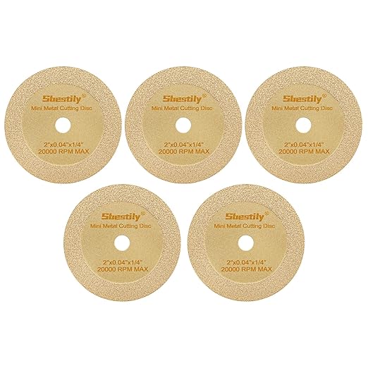 2 Inch Diamond Cut Off Wheel - 5Pack - W1/4" Arbor Hole Diamond Cutting Wheel for for Metal & Stainless Steel, Nuts, Bolts, Screws, Ceramic, Glass, PVC Cutter