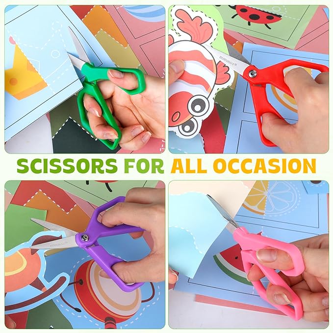 35Pack 5" Small School Student Pointed-Tip Craft Kids Scissors, Stainless Steel Blades Comfort Grip 5 Inch Safety Scissors Bulk for Kids Children Toodler Cutting Paper Crafting