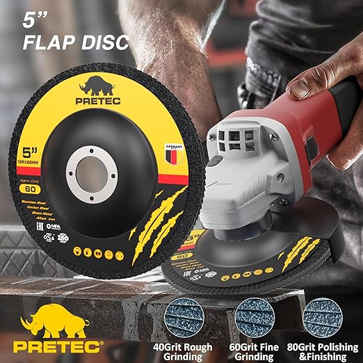 Grinding Cutting Wheels 5 inch Set - PRETEC 5" 20 Cut Off Wheels, 3 Grinding Wheels, and 3 Flap Discs for Angle Grinder Cutting and Grinding 5"x 1/24" x 7/8", 20+3+3 PCS, Brown