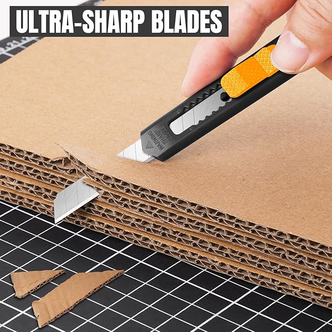 30 Pack Box Cutter Retractable, Snap-Off 9MM Utility Knife, Auto-Lock Razor Knife for Home, School, Hobby Use, Compact Box Opener Exacto Knife for Cutting Boxes, Carton, Cardboard, Vinyl, Rope