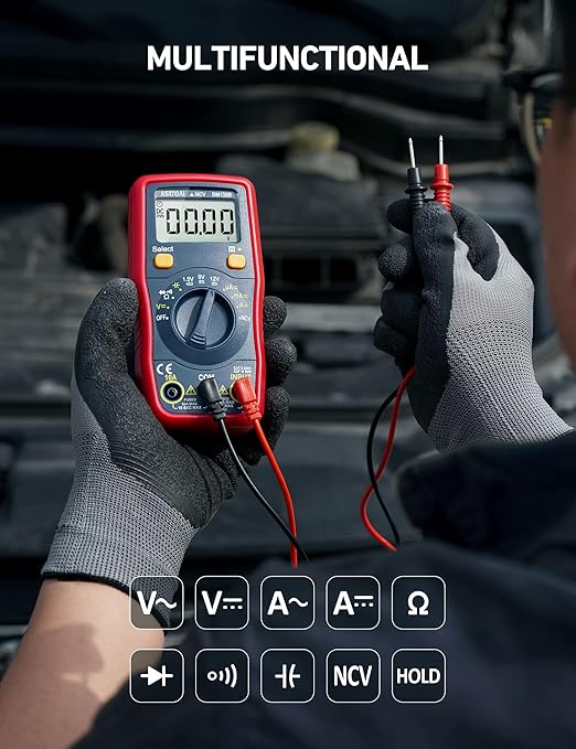 AstroAI Digital Multimeter, Voltmeter 1.5v/9v/12v Battery Voltage Tester Auto-Ranging/Ohmmeter/DMM with NCV Function, Accurately Measures Voltage Current Amp Resistance Capacitance
