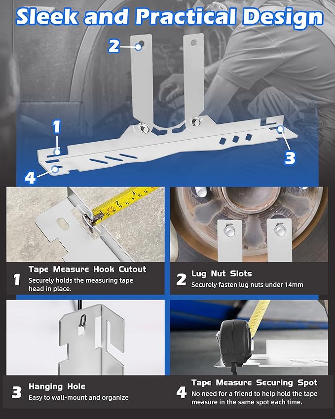 Upgraded Wheel Alignment Tool Kit, Toe Alignment Tool Plates with Extension Arms, Heavy Duty Front End Alignment Tool for Cars, Fast Precise DIY Toe Alignment at Home, Fits Lower Calipers, Silver