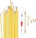 Jeemiter 24 FT Fiberglass Running Electrical Wire Cable Glow Rods Wire Pulling, Fish Rods Electrical Kit with 6 Different Attachments and Fish Tape Wire Puller Kit