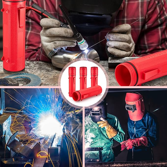 Zonon 4 Pcs Electrode Rod Storage Tube 14 Inch Airproof and Waterproof Welding Rod Holder for Canister(Red)