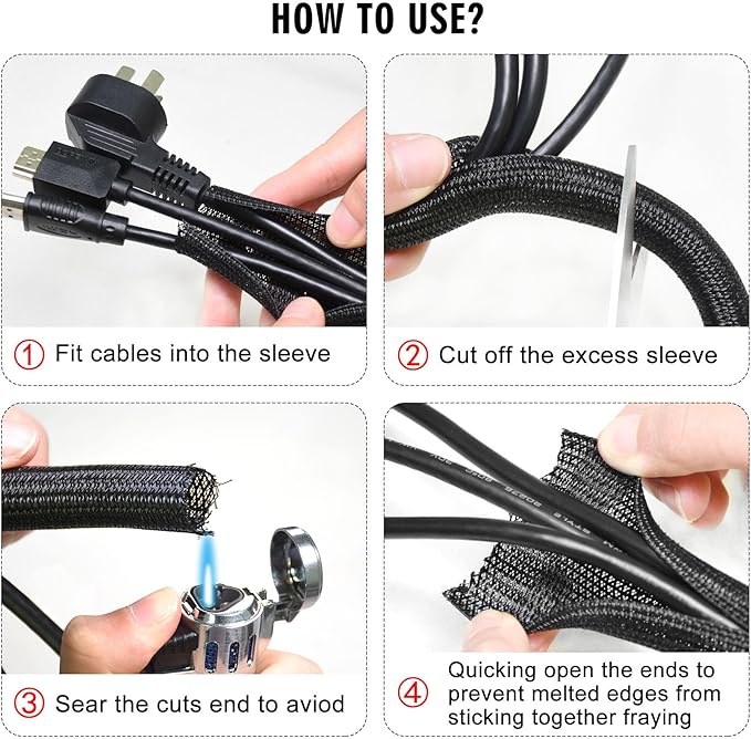 25ft - 3/4 inch Cord Protector Cable Sleeve Split Wire Loom Tubing for Power Cord Audio USB Cable, Wire Cover Cable Management Sleeve for TV Computer, Cord Protectors from Pets Chewing, Black