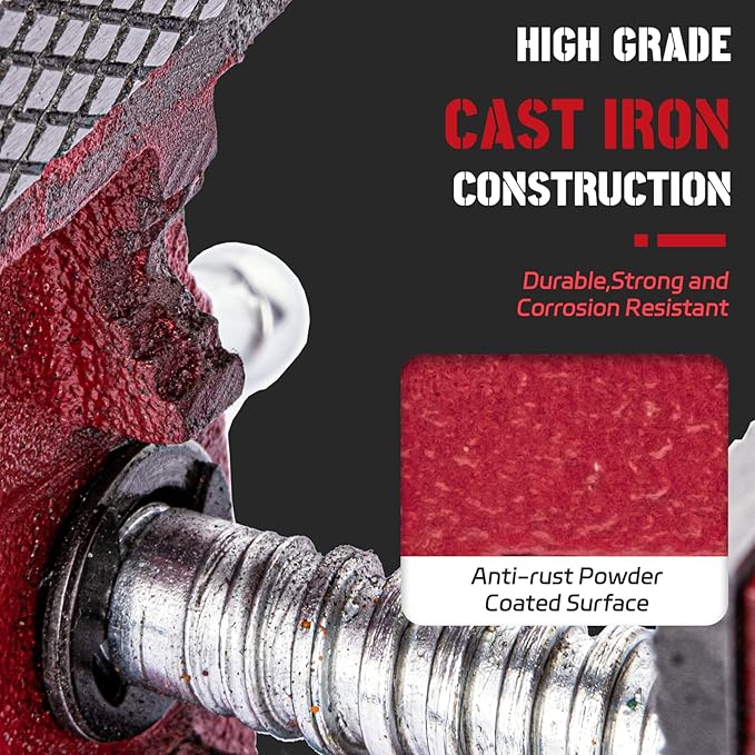 Home Vise 4-1/2" Jaw Width Bench Vise with a 3 Inch Jaw Opening Home Vise for Woodworking, Drilling, Cutting Cast Iron Red