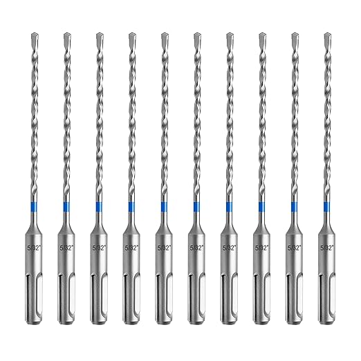 toolant Masonry Drill Bit,SDS Plus Rotary Hammer Drill Bits Set for 5/32" x6inch 10pcs,Carbide Tipped 2-Cutter for Concrete,Masonry and Brick