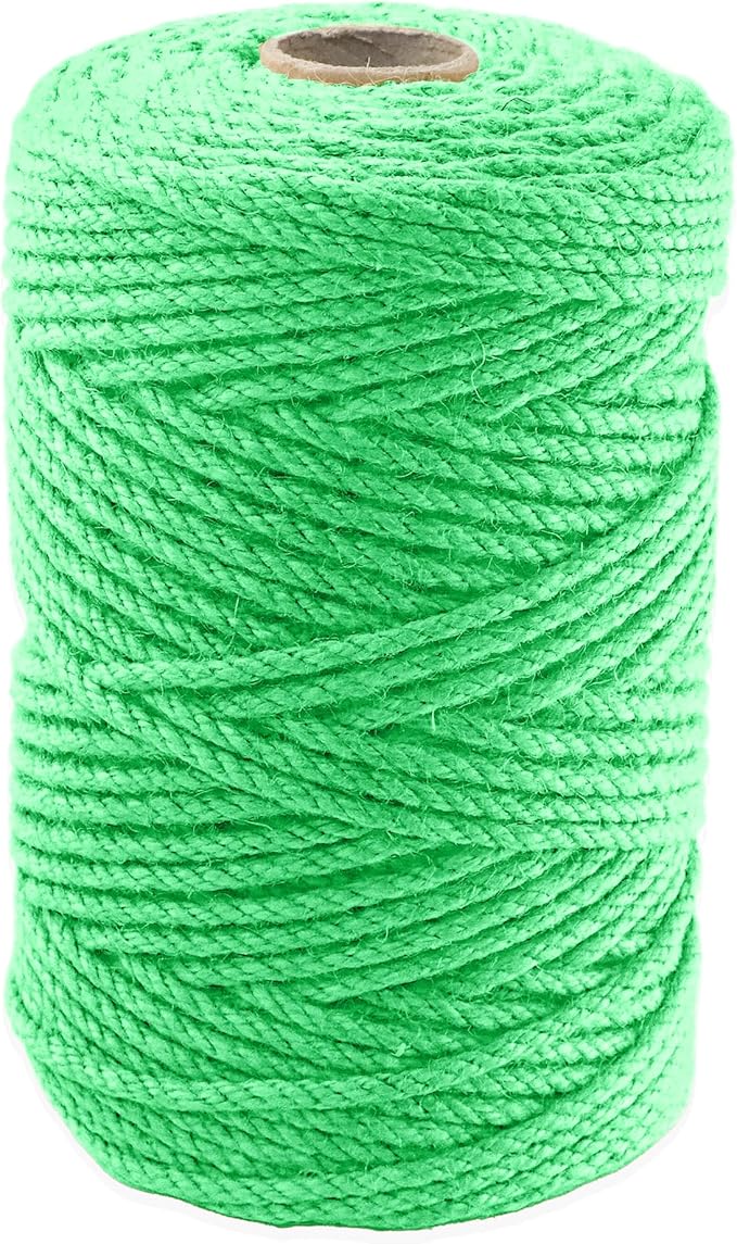 4mm x 300 Feet Light Green Jute Rope, Twine for Gardening Tomato Climbing Plant Tie Floristry Crafts Gift Wrapping Packing Decor