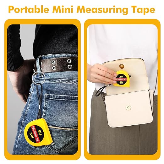 50 Pcs 6 FT Mini Tape Measure Retractable Bulk Small Measuring Tape Pocket Size Measurement Tool for Operation Christmas Items Party Favor Gifts Stuffers for Men(Yellow)