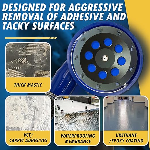 7" PCD Grinding Wheel for Epoxy, Glue, Mastic and Paint, 9 PCD Segments, 5/8"-11 Threaded Arbor