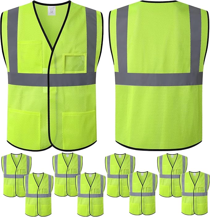 Reflective Safety Vests for Men Women with 4 Pockets and Adjustable Front,Mesh High Visibility Construction Vest