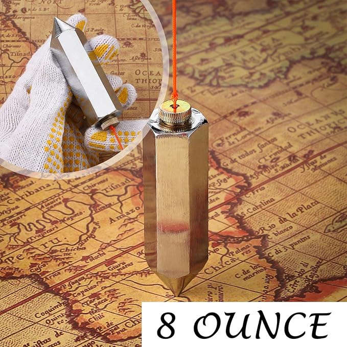 2 Pcs Hexagon Steel Plumb Bob 790-8, 8 Ounce Brass Plumb Alloy Steel Building Measuring Hammer Wire Hammer Pendant Metal Building Accessories Crafting Wire Kit
