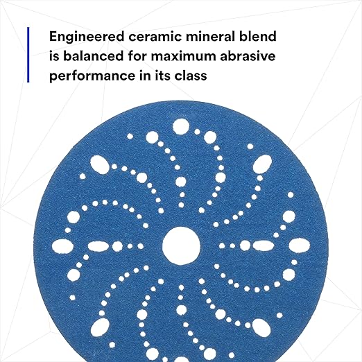 3M Hookit Blue Abrasive Discs 36172, Multi-Hole, 6 in, 80+ Grade, Pack of 50, Virtually Dust-Free, for Auto Sanding, Body Repair, Featheredging, Primer Sanding, Paint Preparation, E-Coat Sanding
