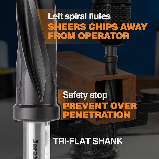4pcs Bridge/Construction Reamer Set, 3/8", 1/2", 5/8", 3/4”, M35 HSS Taper Chucking Reamer Drill Bit for Steel Alloy Aluminum Metal Wood Plastic, 3/8" or 1/2" Shank, to Enlarge/Align Holes