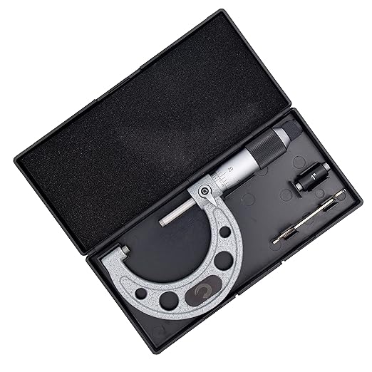 Clockwise Tools MMTR-02 Premium Outside Micrometer with Carbide Tip 1-2" Measuring Range 0.0001" Graduation Precision Machinist Tool