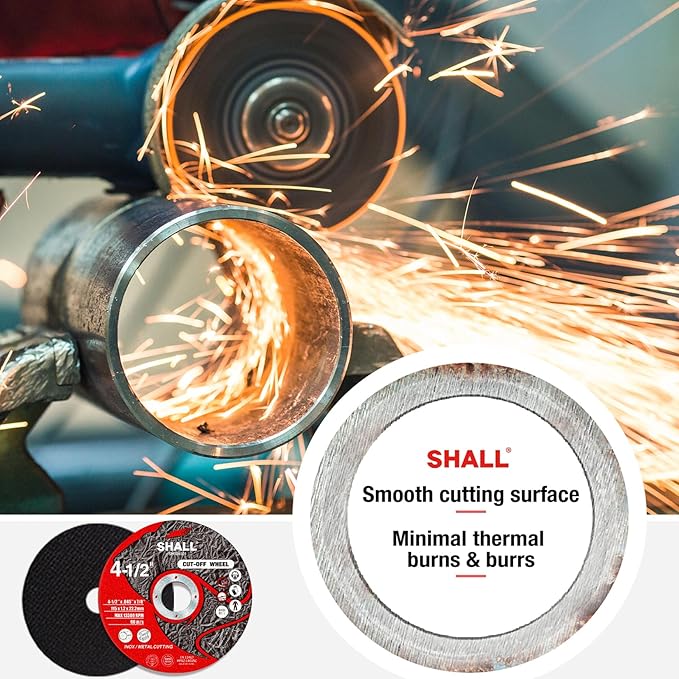 SHALL 25-Pack Cut Off Wheels 4 1/2 x 7/8 Inch, Cutting Wheel with Pouch for Angle Grinder, 4.5” Metal & Stainless Steel Fast Cutting Disc, Grinder Wheel for General Purpose Metal Cutting