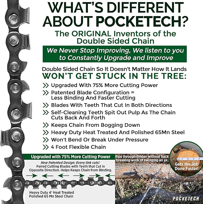 The Pocketech’s Hyperion Kit:48 Inch Long High Limb Hand Chain Saw Kits - 62 Teeth-Blades on Both Sides so it Doesn't Matter How it Lands (Hyperion)