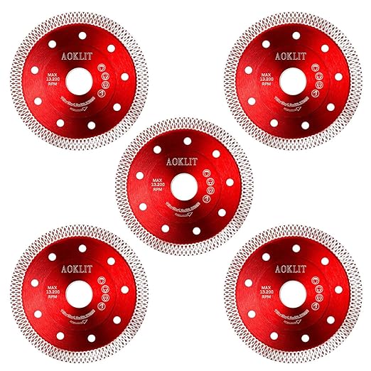 5 Pcs Diamond Saw Blades, 4-1/2" Tile Grinder Blade for Angle Grinder, Super Thin Tile Cutting Disc for Grinder for Cutting Tile Ceramic Porcelain Granite Marbles