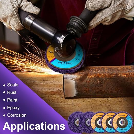 5 Pack 4" x 5/8" Strip Discs Stripping Wheel, Rust Remover Discs for Angle Grinder,Clean and Remove Paint Coating Rust Welds Oxidation(Purple)