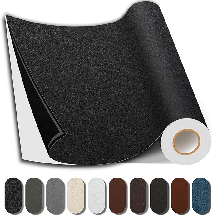 Shagoom Leather Repair Patch, Repair Patch Self Adhesive Waterproof, DIY Large Leather Patches for Couches, Furniture, Kitchen Cabinets, Wall （Black, 3.5X79 Inch）