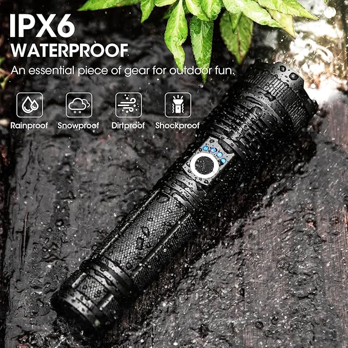 Rechargeable LED Flashlight High Lumens - 99,000 Lumens Super Bright Flash Light with 5 Modes, Waterproof Powerful Linterna Multifunctional Flashlights for Camping