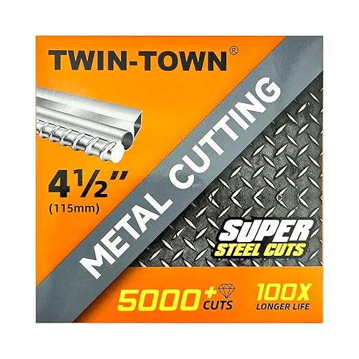 TWIN-TOWN 4 1/2" Diamond Cutting Wheel with 7/8" Arbor, Metal Cut Off Wheel, Carbide Cutting Wheel for Angle Grinder, 5000+ Cuts on Rebar, Steel, Iron, and INOX