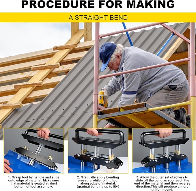 Three Station Edge Roller Bender 0-90° Bending Angle，Sheet Metal Bender Edge Roller 3 Station Design Edge Roller，Suitable for Sizes 29 to 22 Steel, Making 5/8 "to 4" (16 to 102 mm) Elbows