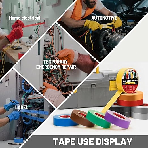 RED WOLF 10 Pack Colored Electrical Tape 3/4 Inch x 66 Ft Industrial Grade UL/CSA Listed 7 Mil Thick Flame Retardant High Temp Waterproof Electrical PVC Tape Electric Super Vinyl Rated 600V