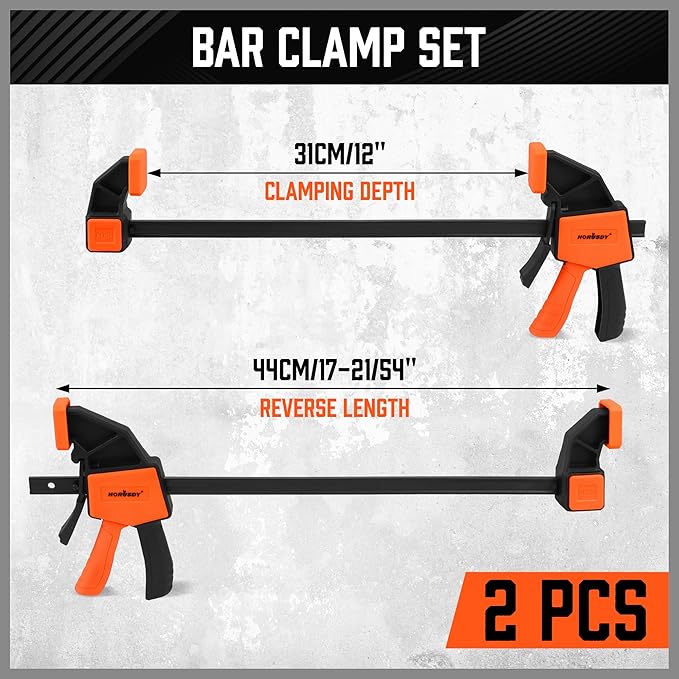 HORUSDY 12'' Bar Clamps for Woodworking, 2PCS Quick F Wood Working Clamps Sets, with 150 LBS Load Limit