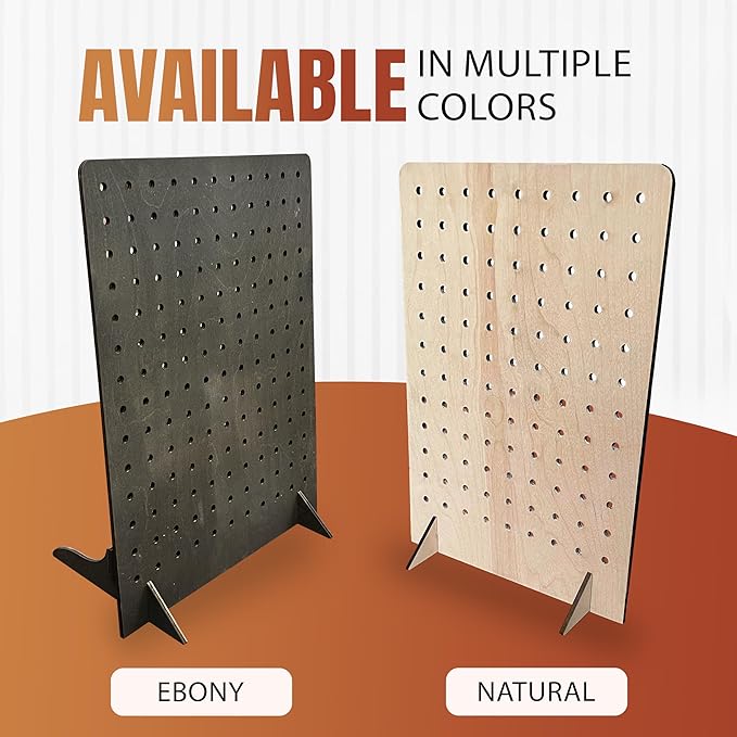 Torched Pegboard Display Stand for Jewelry, Craft Shows, Selling, Vendor Events, Tools, Peg Board Accessories Rack Organizer, XL 11.75" L x 4.3" W x 15.75" H, Ebony