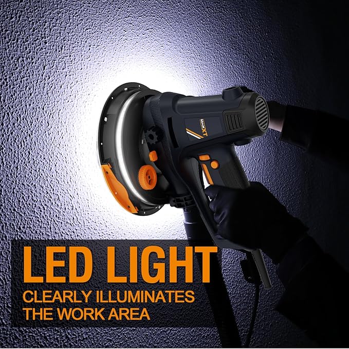 MAXXT Handheld Drywall Sander 810W, Electric Sander for Walls,Rough and fine Sanding, 1500-2800RPM Variable Speed, Upgraded Pad, Adjustable Suction, Self-Dust-Extraction (120, Volts)