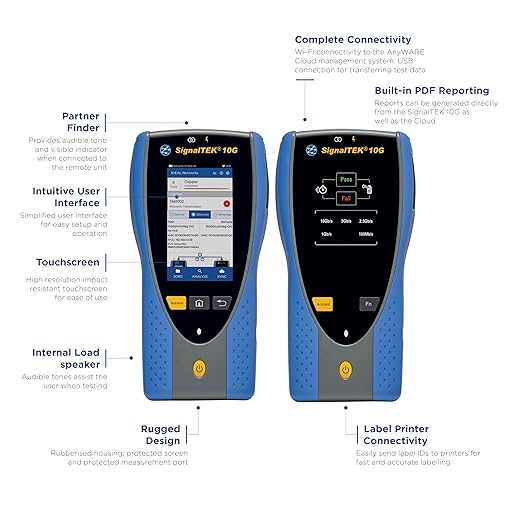 TREND Networks | R157003 | SignalTEK 10G Pro | Touchscreen 10G Ethernet Troubleshooter & Bandwidth Tester Kit | with Fiber & Network Testing, WiFi Connectivity & Built-in PDF Reporting