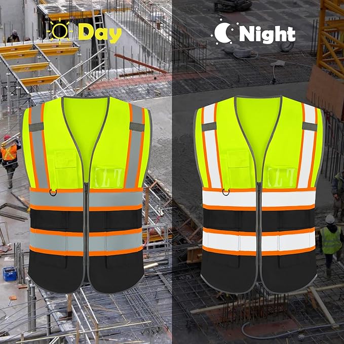 BeautyWill Custom Logo 10/20 Pack Safety Vest Class2 High Visibility Vest with Pockets Breathable Construction Vest Bulk