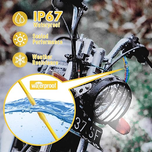 Kuject 50PCS Solder Seal Wire Connectors AWG 12-10, Yellow Solder Seal Heat Shrink Butt Connectors Terminals Solder Sleeve Waterproof Wire Splice Connector for Marine Boat Wire Joint