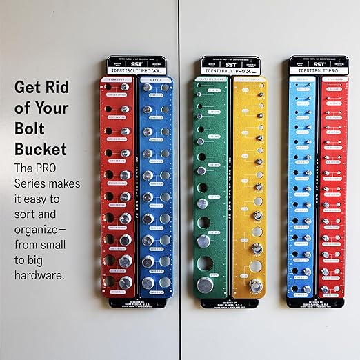 SST - Identibolt PRO - Thread Checker with Magnetic Wall Mount - 28 Nut & Bolt Identifier Gauge - Measures #6 to ½ & 4mm to 14mm - Tight Tolerance & Industrial Grade Precision - Designed in The USA