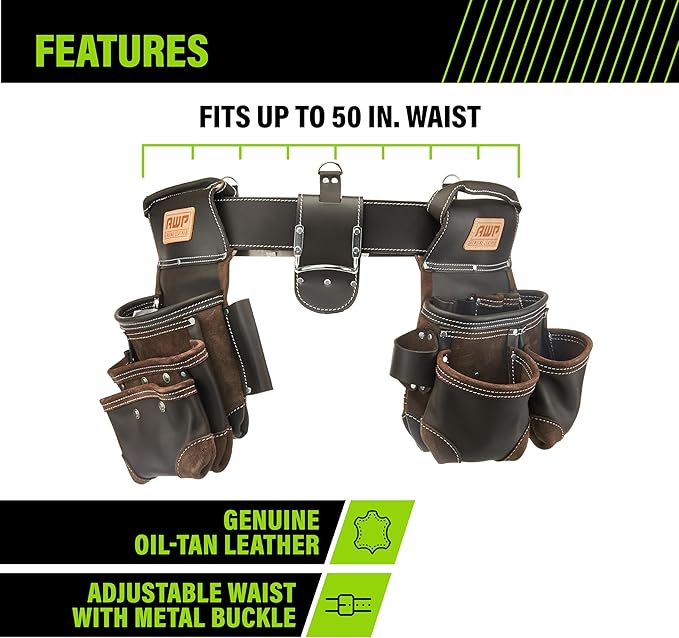 AWP Tool Belt, Tool Rig, Durable, Premium Tool Belt Organizer