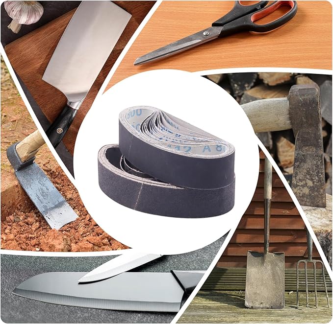 Taokyid 24 Pcs 1.2 x 13 Inch Replacement Knife Sharpener Sanding Belt, 330x30mm Silicon Carbide Sanding Belt - 3 Pcs Each of 120 240 400 600 800 1000 Grits 1.2"x 13" Sanding Belts