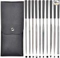 10pcs Mini Steel Needle Files,Packed in Synthetic Leather Case,for high Precision Sanding Work on Wood and Plastic Carving