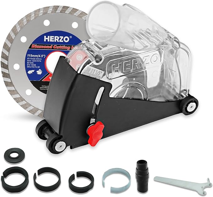 HERZO Dust Shroud Dust Extraction Cutting Guard for 5 inch and 4-1/2 inch Angle Grinder
