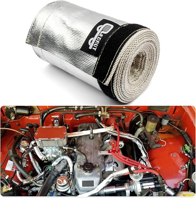Heat Shroud Sleeve Aluminized 2 Pcs for Ultimate Heat Protection Hose Wire Shield 1-1/2''I.D. x 10FT, with 20 Pcs 7.8Inch Stainless Steel Cable Metal Zip Ties