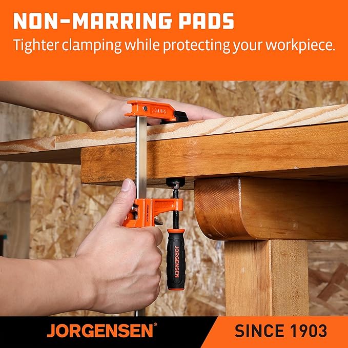 Jorgensen 2-Pack Steel Bar Clamp Set, 4-inch Light Duty, 300 Lbs Load Limit, for Woodworking