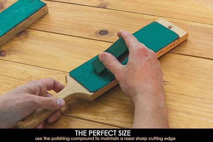 BeaverCraft Stropping Compound - Fine Green Polishing Compound Kit 2 Bars 4 Oz for Leather Strop Honing Buffing Compounds 100g PP02
