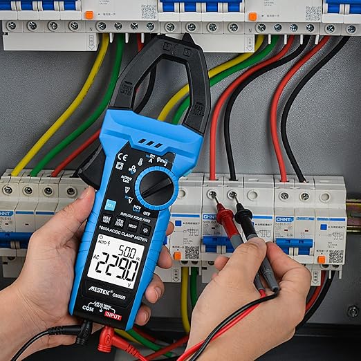 MESTEK Digital Clamp Meter Multimeter with Inrush Current, 1000A TRMS Amp Voltage Tester with VFD & LOZ Mode; Measures AC/DC Current Voltage Temperature Resistance Capacitance Frequency Continuity NCV