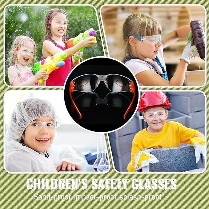 Macarrie 100 Pcs Kids Safety Glasses Bulk Safety Goggles for Children Laboratory Sport Shooting