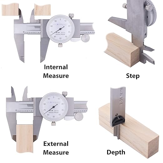 Clockwise Tools DDLR-1205 Pro Dial Caliper 0-12 Inch Double Shock Proof Stainless Steel Body SAE Measuring Tool