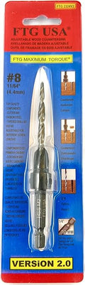FTG USA Countersink Drill Bit for Wood with Tapered Drill Bit #8 (11/64")