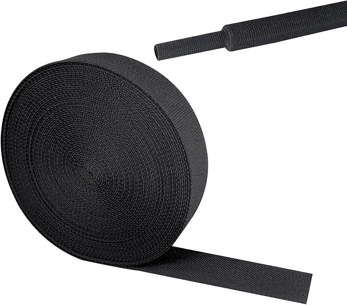 2 in 1 Heat Shrink Braided Sleeving Fabric Tubing-Perfectly fit Irregular Shape Hose/Cable/Wire (3/4"(19mm), 32FT)